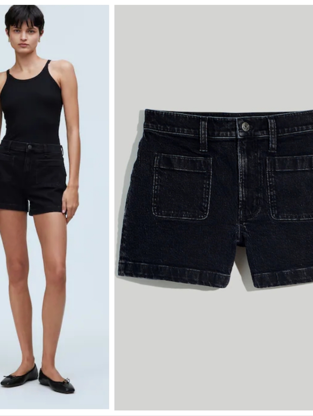 Madewell Denim Emmett Black Shorts Patch Pocket Edition Women's 27 Faded Retro